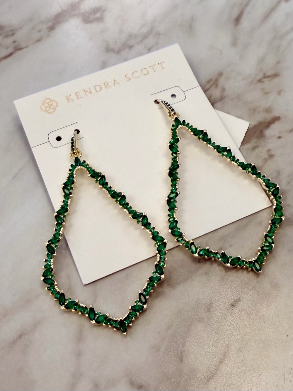 Kendra Scott Gold Sophee Emerald Crystal Earrings